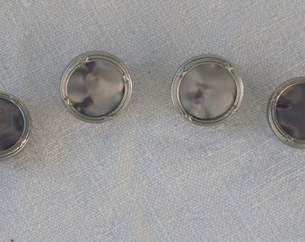Boutons De Manchette Vintage Dorés Avec Incrustation De Nacre - Années 50 (fifties) - Occasion