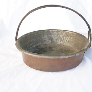 Antique hammered and tinned copper bowl, 1800s