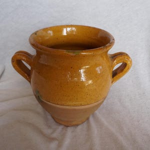 Small model, Yellow Grease pot, Antique French Grease pot, Confit Pot, 1800s