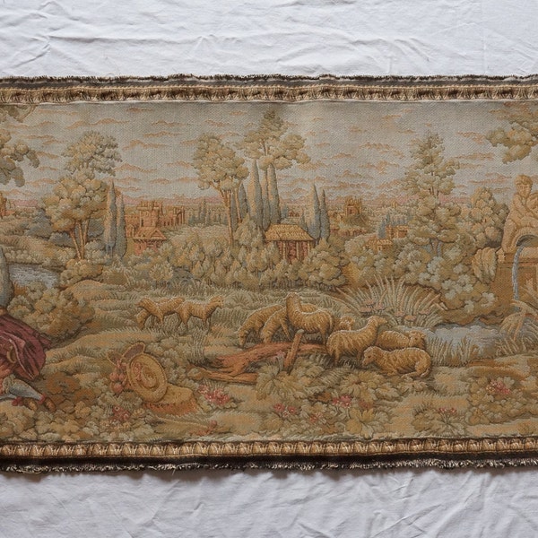 Antique Tapestry, romantic scene, wall  art, 1800s