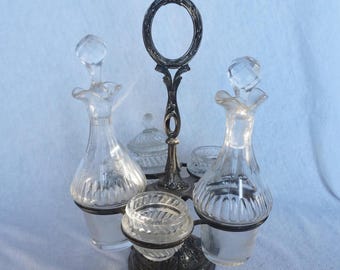 Jarra antigua para aceite, vinagre, sal, pimienta y mostaza, años 50