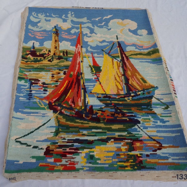 Tapestry, Sailing boats, Royal Paris, Finished Needlepoint