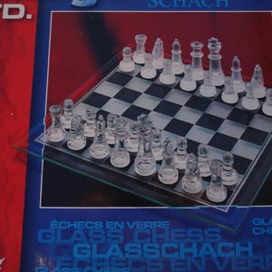 Glass Chess Game Set from 70s