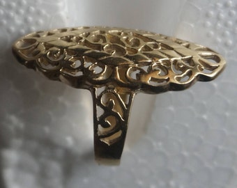 Art Deco Marquise Ring: 18k Gold & Silver, 1930s Size 5