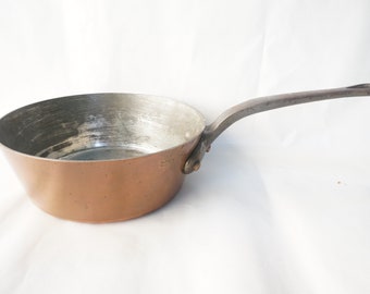 Vintage French Copper Saucepan: MORA Cie Paris, Cast Iron Handle