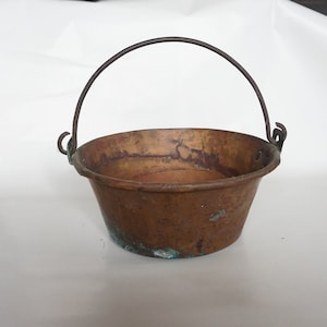 Antique copper cauldron, mid size, 1930s