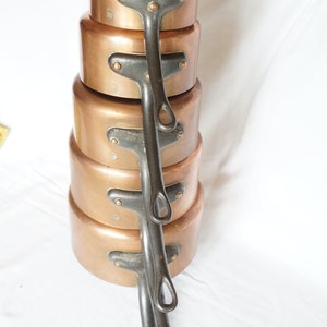 Villedieu Copper Saucepans Set: 1960s French Cookware