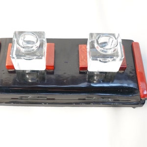 Double Inkwell Desk Stand Set  from the 1930s in bakelite