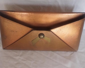 Vintage hammered copper letter holder, 1950s