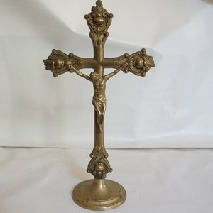 Large Brass or Yellow Copper Crucifix, 1950s