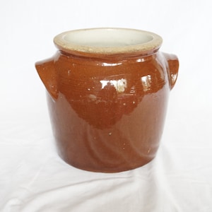 Medium Glazed Grease Pot, Antique French Grease pot, Confit Pot, 1950s