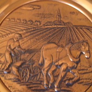 Copper plate . Wall decor plate . Copper wall art . Home vintage copper decor. Antique plate.French farmhouse decor. French peasant