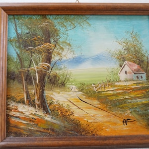 Small hand painted picture, French countryside