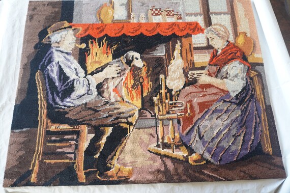 Tapestry like embroidery on canvas deals