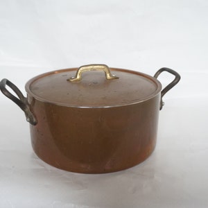 Vintage French  Copper Faitout with Lid, copper saucepan, 1960s