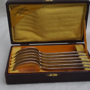 6 cucchiai da tè o dessert cucchiai da piatto d&#39;argento, argenteria, Made in France 1950s