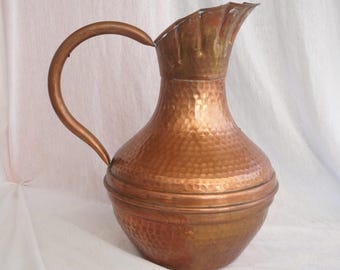 Großer Vintage französischer Krug aus Kupfer