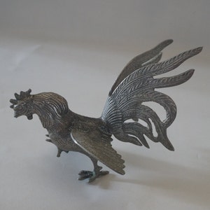 Vintage silver metal rooster, 1960&#39;