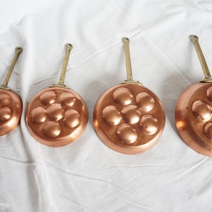 Set of 4 Vintage Copper Frying Pans