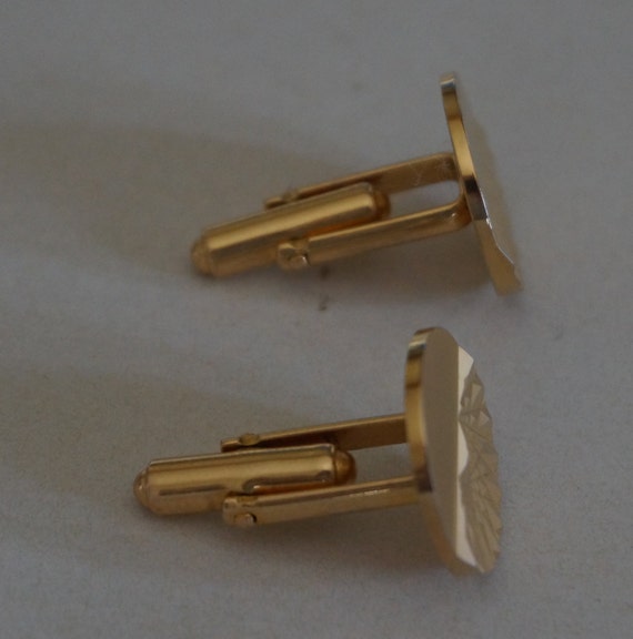 Paire De Boutons De Manchette Plaqués Or Vintage Années 60 - Occasion - État Correct