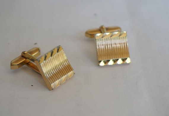 Boutons De Manchette Vintage Année 1960 - Doré - Occasion En Très Bon état