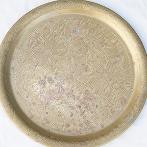 Vintage BrassTray, Yellow Copper Serving Tray, Cocktail Tray