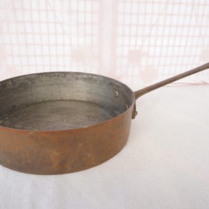 Vintage Hammered  Copper Saute Pan, 1mm or 0.04&quot; in thickness