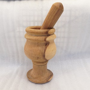 Large Vintage Wooden Mortar and Pestle