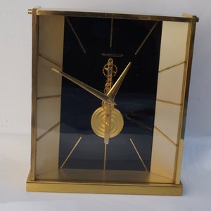JAEGER LECOULTRE BAGUETTE Skeleton Clock. Jaeger Lecoultre 8 Days Skeleton Table Clock With Baguette Movement. Clock collectible. Swiss Made