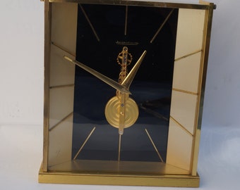 JAEGER LECOULTRE BAGUETTE Skeleton Clock. Jaeger Lecoultre 8 Days Skeleton Table Clock With Baguette Movement. Clock collectible. Swiss Made