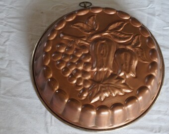 Antique Copper Cake Mold, Large Copper Lined cake pan, 1930s