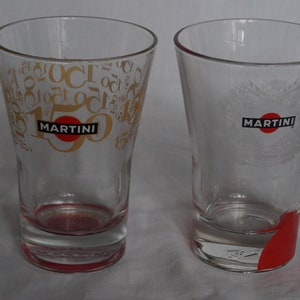 Two Vintage  Martini & Rossi Glasses, Vermouth Barware