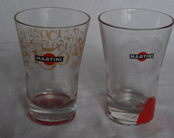Two Vintage  Martini & Rossi Glasses, Vermouth Barware