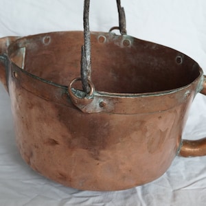 Antique Copper Cauldron , Copper Pot , 1800s