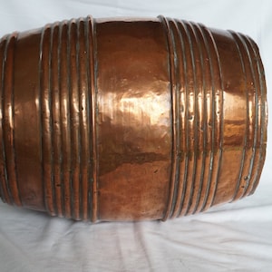 Antique Copper Wine Barrel, Primitive Decor, 1900s