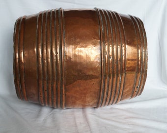 Antique Copper Wine Barrel, Primitive Decor, 1900s