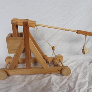 Vintage miniature wooden catapult, handmade