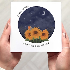 ROBIN and SUNFLOWERS CARD, bereavement card, thinking of you card, sympathy card, just because card, support card