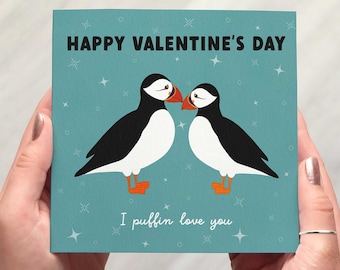 Puffin Pun Valentine's Card, Cute Valentine's Card, Love Card, For Her, For Wife, For Girlfriend, For Partner, For Husband, For Boyfriend