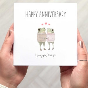 CUTE FROG ANNIVERSARY card, I froggin' love you sweet pun Anniversary card for husband, wife, girlfriend, boyfriend, partner, fiancé