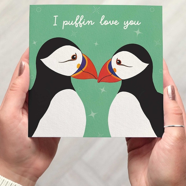Puffin Love You Anniversary Card, Valentine's Day Card, Love Card, For Her, For Him, For Wife, For Girlfriend, For Partner, For Husband