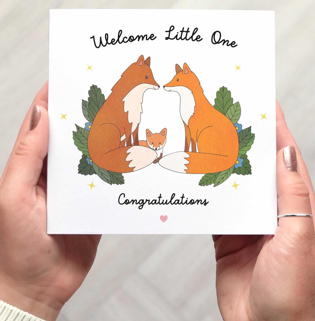 Congratulations Fox Fox Family New Baby Congratulations Card: Woodland Theme - Etsy