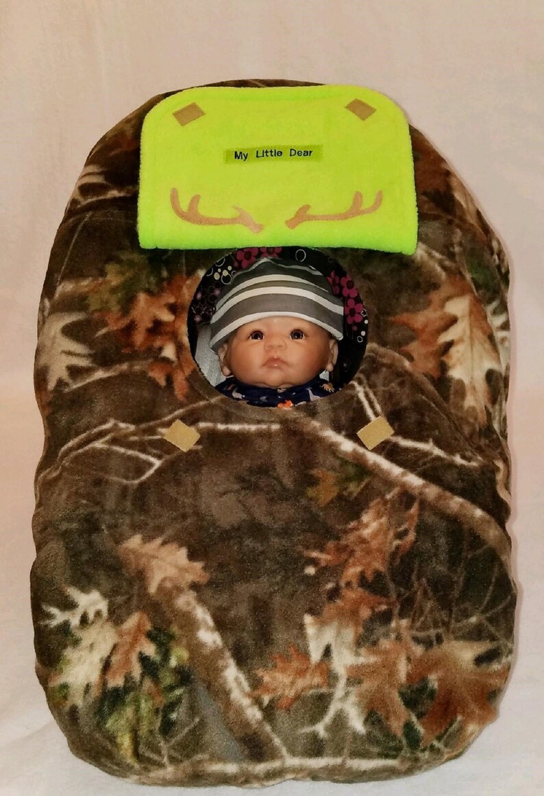 Car Seat Cover True Timber Light Kanati Fleece Camo Baby With Lime Green Lining Infant Custom Embroidery My Little Dear Antlers