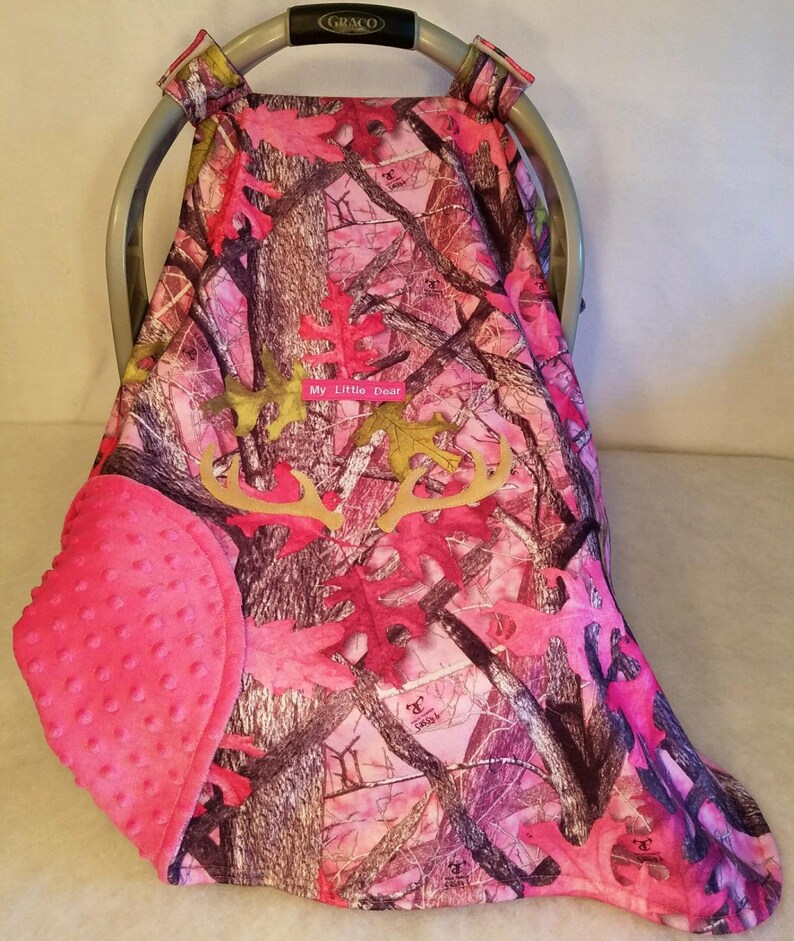 Car Seat Canopy Cover True Timber Pink Camo Baby Girl Faux Etsy