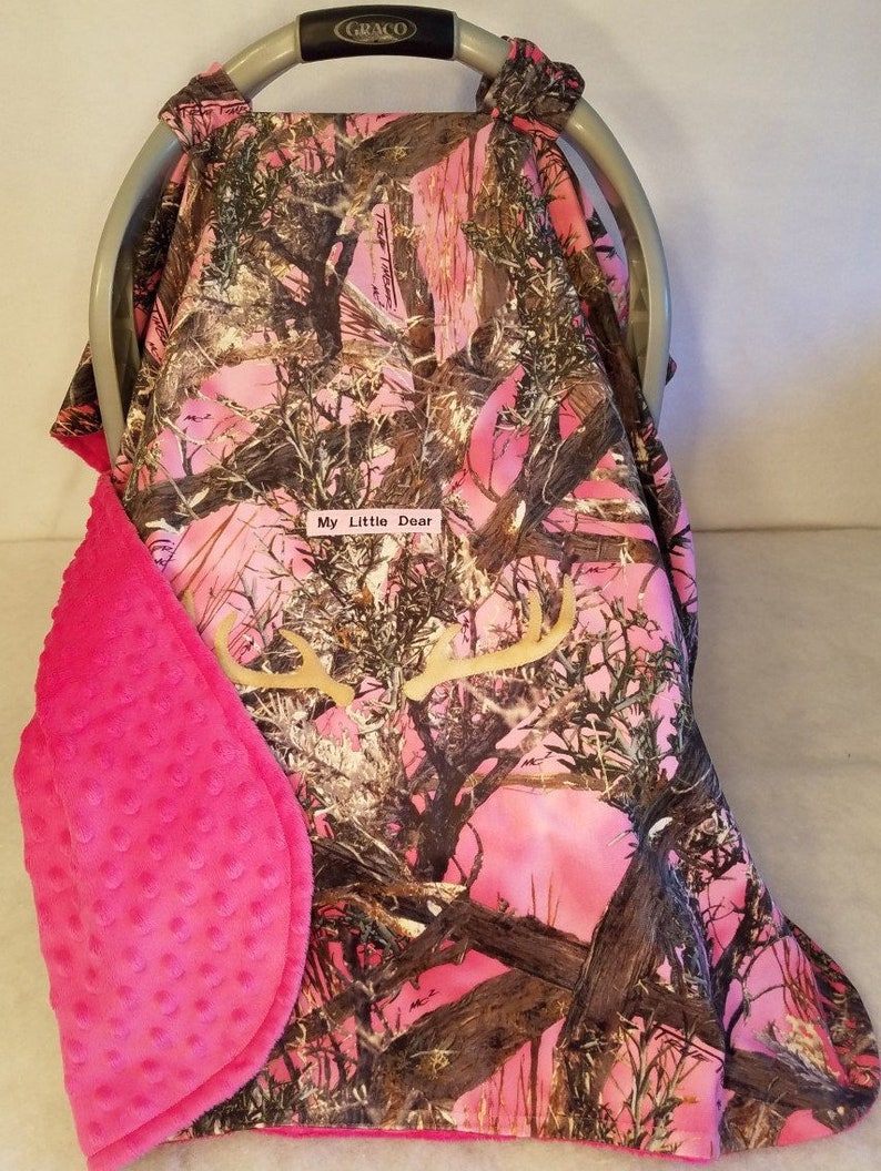 Car Seat Canopy Cover True Timber Pink Camo Baby Girl Faux Etsy