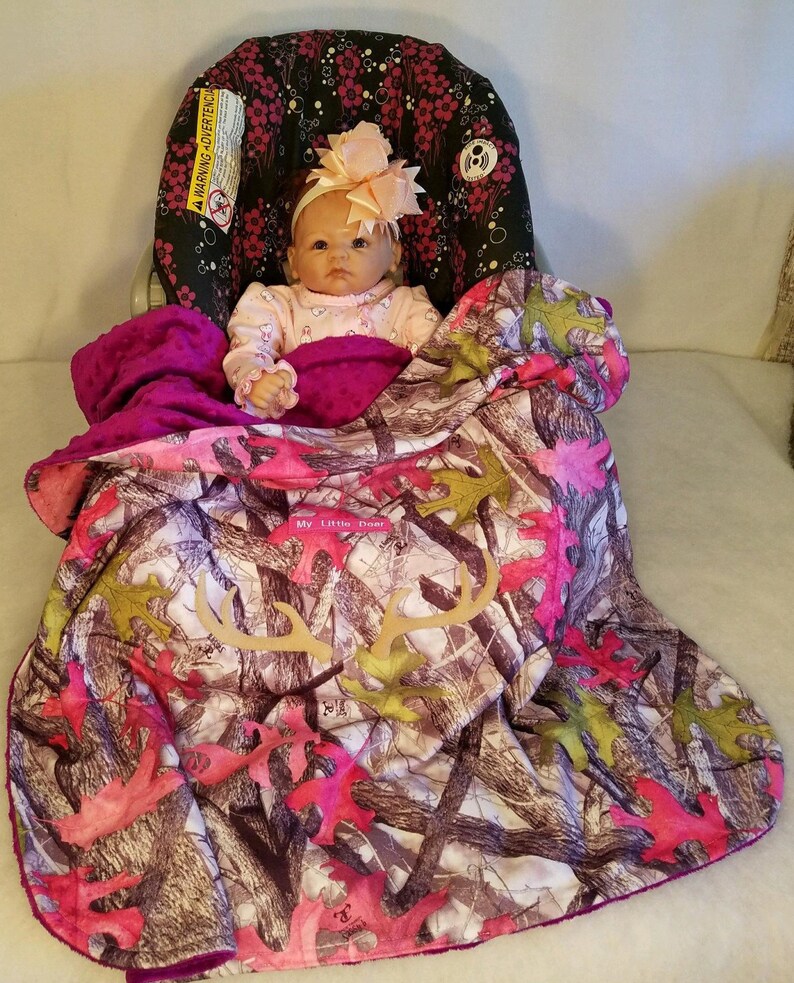 Baby Blankets Muddy Girl Camo Fleece With Purple Minky Dot Etsy
