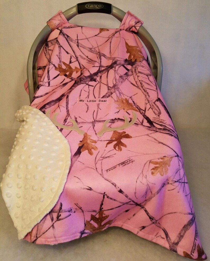 Car Seat Canopy Cover True Timber Pink Camo Baby Girl Faux Etsy