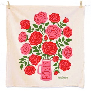 Rose - Dish towel, Kitchen Towel, Tea Towel