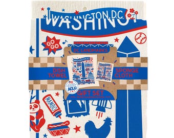 Washington DC Landmarks Towel + Sponge Cloth Gift Set