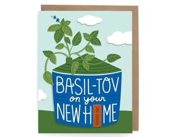 Basil Housewarming Card: Food Pun Greeting Card